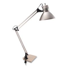 LED Desk Lamp Clamp Mount, Swing Arm, 34" High, Brushed Nickel/Black