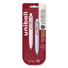 uniONE P Gel Pen, Retractable, Extra-Fine 0.5 mm, Black Ink, Assorted Barrel Colors, 2/Pack