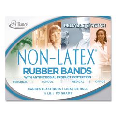 Antimicrobial Non-Latex Rubber Bands, Assorted Sizes, Cyan Blue, 250/Box