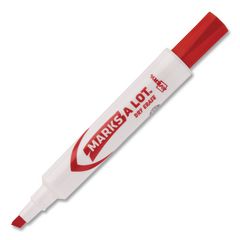 MARKS A LOT Desk-Style Dry Erase Markers, Broad Chisel Tip, Red, Dozen