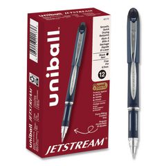 Jetstream Form-Fitting Comfort Grip Hybrid Gel Pen, Stick, Fine 0.7 mm, Black Ink, Black/Silver Barrel, Dozen