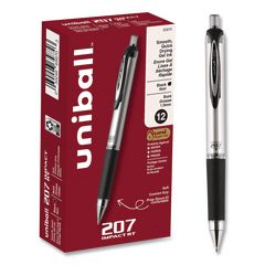 207 Impact RT Gel Pen, Retractable, Bold 1 mm, Black Ink, Black Barrel, Dozen
