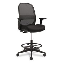 Bedford Task Stool, Supports Up to 275 lb, 26.5 x 33.6 Seat Height, Black Seat, Black Back, Black Base