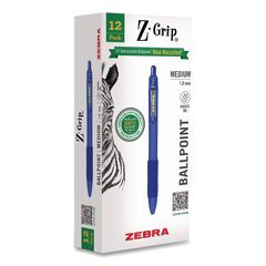 Z-Grip Recycled Retractable Ballpoint Pen, Medium 1 mm, Blue Ink, Blue Barrel, Dozen