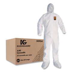 KleenGuard A40 Coveralls, 6X-Large, White, 25/Carton