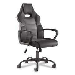 Vector Luxura Faux Leather Gaming Chair, Supports Up to 275 lbs, Black/Gray Seat, Black/Gray Back, Black Base