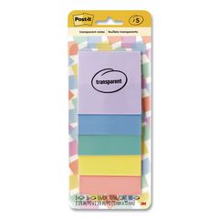 Transparent Notes, 2.88" x 2.88", Assorted Pastel Colors, 36 Sheets/Pad, 5 Pads/Pack