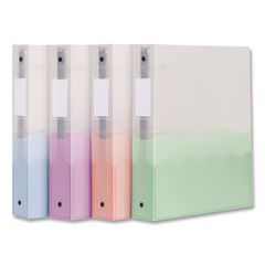 Round Ring Wave Flexible Binder, 3 Rings, 1.5" Capacity, 11 x 8.5, Assorted Colors, 4/Carton