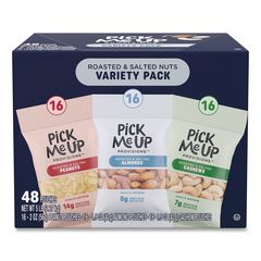 Roasted/Salted Nut Variety Pack, (16) 1.5 oz Pouches of Almonds, (16) 1.5 oz Pouches of Cashews, (16) 2 oz Pouches of Peanuts