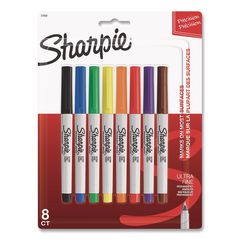 Ultra Fine Tip Permanent Marker, Ultra-Fine Tip, Assorted Colors, 8/Pack