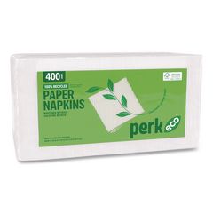 Eco Recycled Paper Napkins, 1-Ply, 12.75 x 11.25, White, 400/Pack