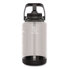 Tritan Motivational Plastic Water Bottle, 64 oz, Stormy Black