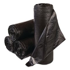 Low-Density Commercial Can Liners, 30 gal, 0.58 mil, 30" x 36", Black, Interleaved Roll, 25 Bags/Roll, 10 Rolls/Carton