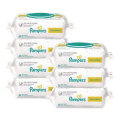 Sensitive Baby Wipes, 1-Ply, 6.7 x 7, Unscented, White, 84/Pack, 7/Carton