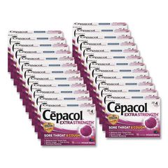 Extra Strength Sore Throat and Cough Lozenges, Mixed Berry, 16/Pack, 24 Packs/Carton