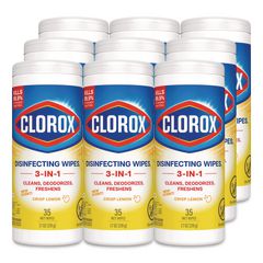Disinfecting Wipes, Bleach Free Cleaning Wipes, 1-Ply, 7 x 8, Crisp Lemon, White, 35/Canister, 12 Canisters/Carton