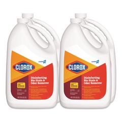 CloroxPro Disinfecting Bio Stain and Odor Remover, Fragranced, 128 oz Refill Bottle, 4/Carton