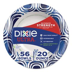 Paper Bowls, 20 oz, Blue/Black/White, 56/Pack