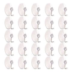 Suction Cup Hooks, Metal Silver Hook, 25/Pack