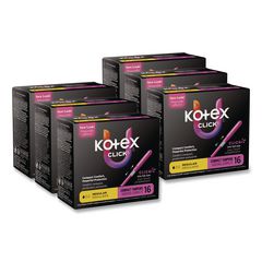 U by Kotex Click Compact Tampons, Regular Absorbency, 16/Pack, 8 Packs/Carton