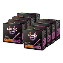 U by Kotex Click Compact Tampons, Super Plus Absorbency, 16/Pack, 8 Packs/Carton