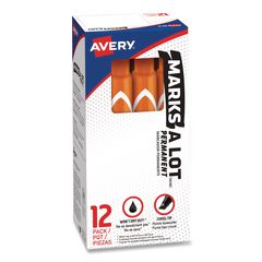 MARKS A LOT Large Desk-Style Permanent Marker, Broad Chisel Tip, Orange, Dozen