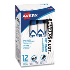 MARKS A LOT Desk-Style Dry Erase Markers, Broad Chisel Tip, Blue