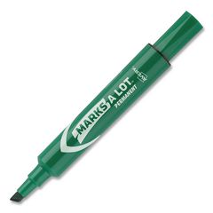 Marks A Lot Regular Desk-Style Permanent Marker, Broad Chisel Tip, Green, Dozen (7885)
