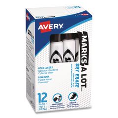 MARKS A LOT Desk-Style Dry Erase Markers, Broad Chisel Tip, Black