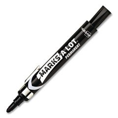 MARKS A LOT Large Desk-Style Permanent Marker with Metal Pocket Clip, Broad Bullet Tip, Black
