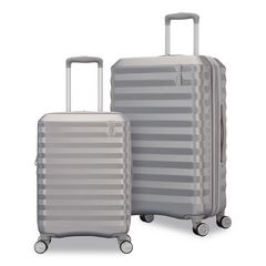 Color Vault Hardside Spinner Suitcase Set, 11 x 11 x 24, Silver