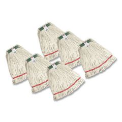 Super Stitch Cotton Looped End Wet Mop, 20 oz, White, 1" Headband, 6/Carton