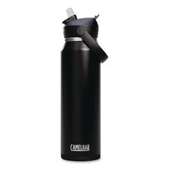 Thrive FlipStraw Stainless Steel Vacuum Insulated Water Bottle, 32 oz, Black