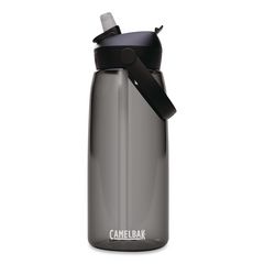 Thrive FlipStraw Plastic Water Bottle, 32 oz, Charcoal
