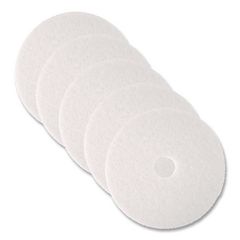 Low-Speed Super Polishing Floor Pads 4100, 19" Diameter, White, 5/carton