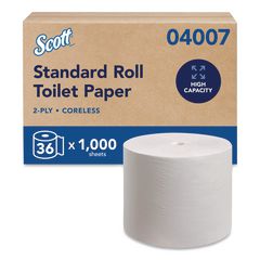 Essential Coreless SRB Bathroom Tissue, Septic Safe, 2-Ply, White, 1,000 Sheets/Roll, 36 Rolls/Carton