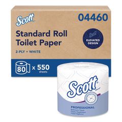 Essential Standard Roll Bathroom Tissue for Business, Septic Safe, 2-Ply, White, 550 Sheets/Roll, 80 Rolls/Carton
