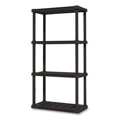 Plastic Shelving Unit, 4 Shelves, 23.9 x 11.8 x 48.3, Black