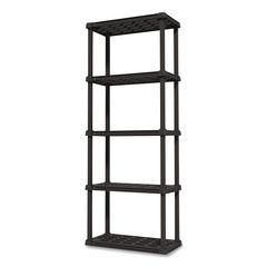 Plastic Shelving Unit, 5 Shelves, 63.9 x 11.8 x 23.9, Black