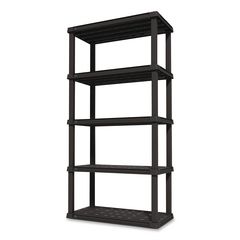 Plastic Shelving Unit, 5 Shelves, 35.9 x 17.9 x 73.4, Black