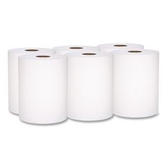 Universal 100% Recycled Fiber Hard Roll Paper Towels, 1-Ply, 8" x 800 ft, White, 6 Rolls/Carton