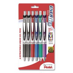 EnerGel RTX Gel Pen, Retractable, Medium 0.7 mm, Assorted Ink, Assorted Barrel, 6/Pack