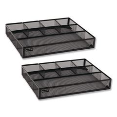 6-Compartment Metal Drawer Organizer, 12 x 15 x 2.25, Black, 2/Pack