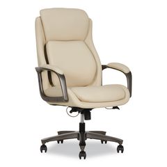 Rivendell AIR Lumbar Ergonomic Executive Office Chair, Supports 275 lb,18.75" to 22.5" Seat Height, Cream Seat/Back,Gray Base