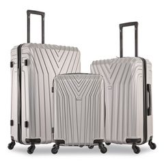 Vasty Three-Piece Hardside Spinner Luggage Set, Gray