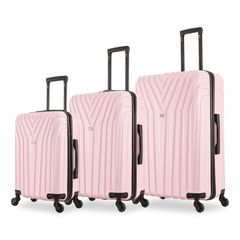 Vasty Three-Piece Hardside Spinner Luggage Set, Pink