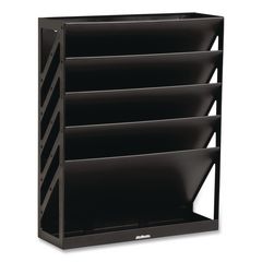 5-Compartment Plastic Mountable Wall File, 5 Sections, Letter Size, 13 x 4.25 x 16, Black