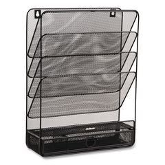 7-Compartment Metal Desk Shelf, 12.5 x 4 x 16.5, Black