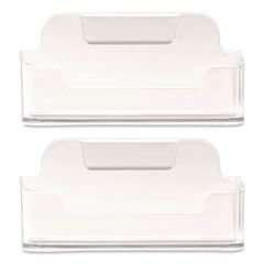 Business Card Holders, Holds 50 Cards, 3.75 x 1.5 x 1.88, Plastic, Clear, 2/Pack