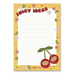 Tayto Cherry Notepad, Ruled, (64) White/Multicolor 5.25 x 8.25 Sheets